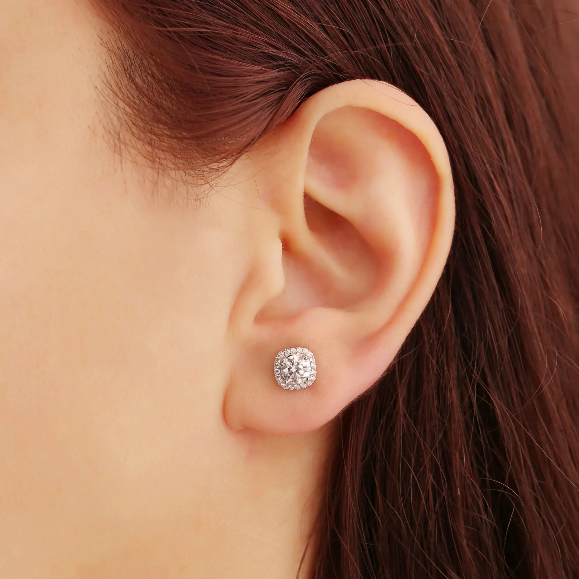 1 CT. Four-Prong Halo Moissanite Stud Earrings sold by MSBLUE Jewelry product image thumbnail 4