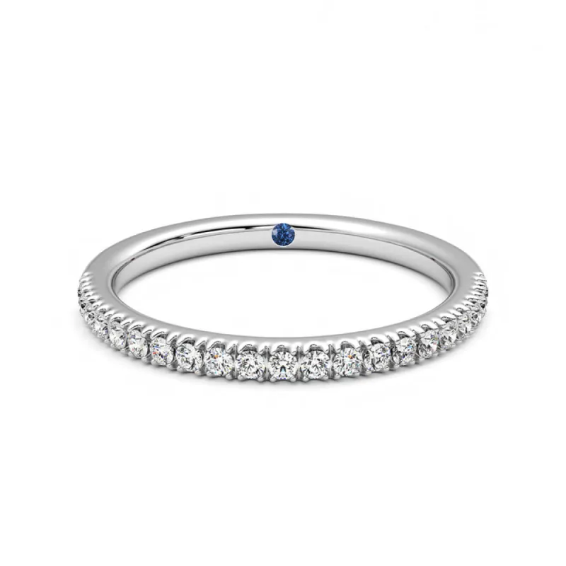Classic Pavé Moissanite Wedding Band with Anniversary Stone Accent sold by MSBLUE Jewelry