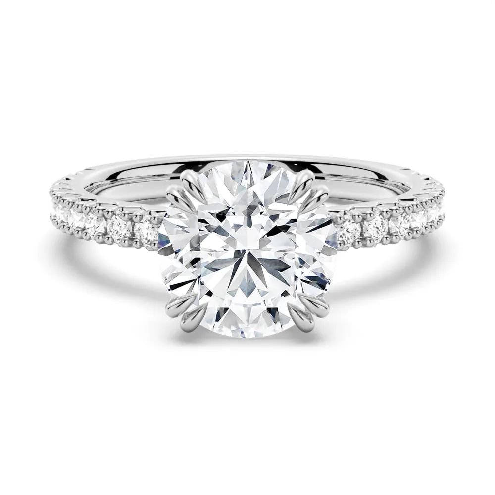 Moissanite Engagement Ring Solitaire With Pavé Accents sold by MSBLUE Jewelry