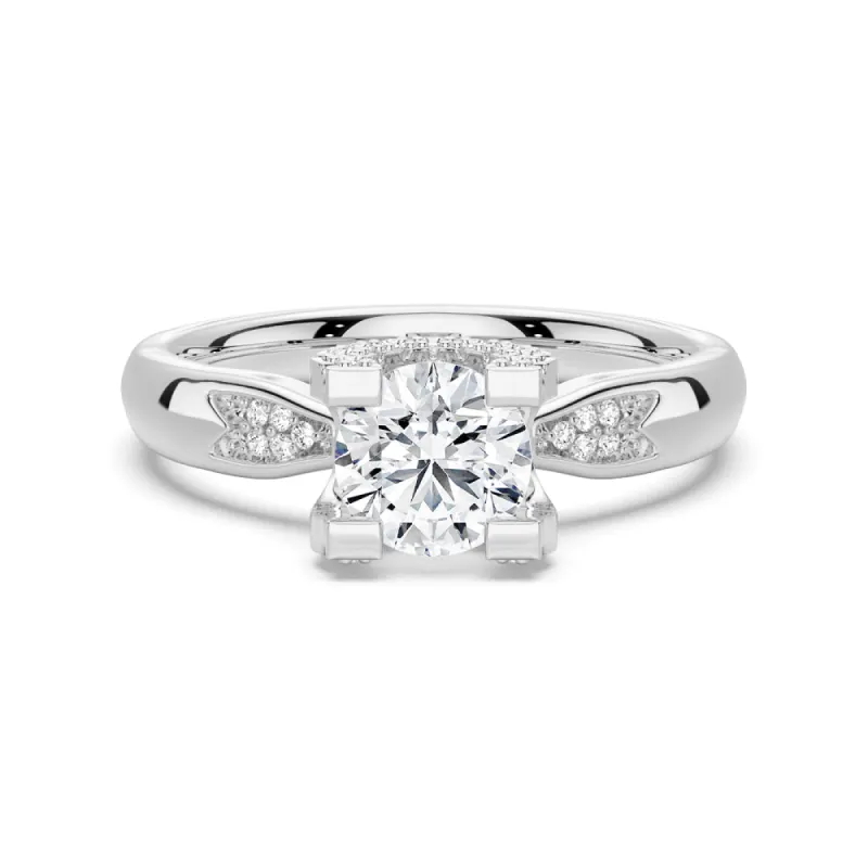 1 CT. Pavé Prong Petite Moissanite Diamond Engagement Ring sold by MSBLUE Jewelry