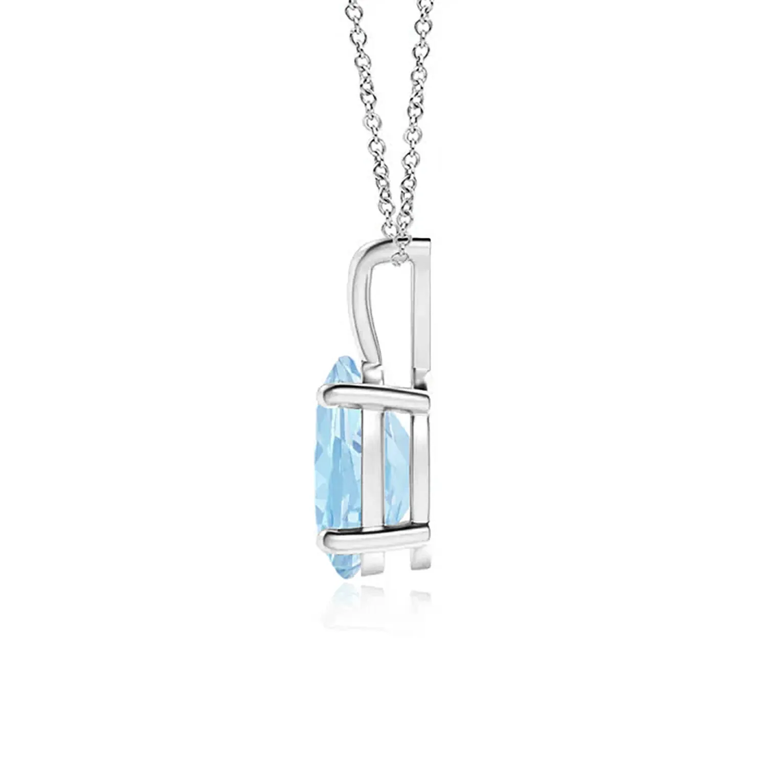 1 CT. Prong-Set Oval Aquamarine V-Bale Solitaire Pendant sold by MSBLUE Jewelry product image thumbnail 2