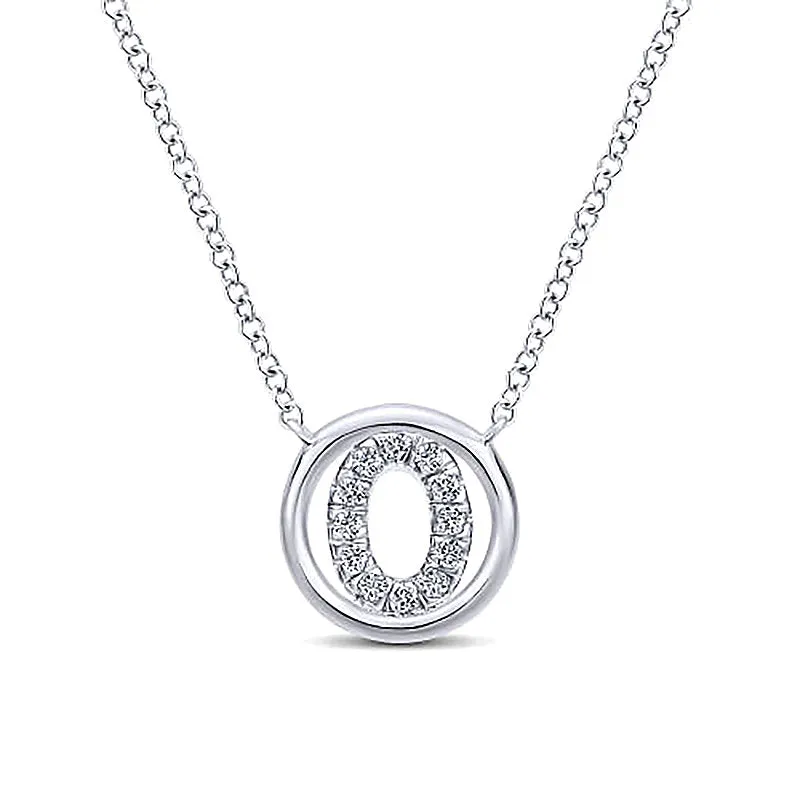 Round Pavé Initial O Pendant Necklace sold by MSBLUE Jewelry