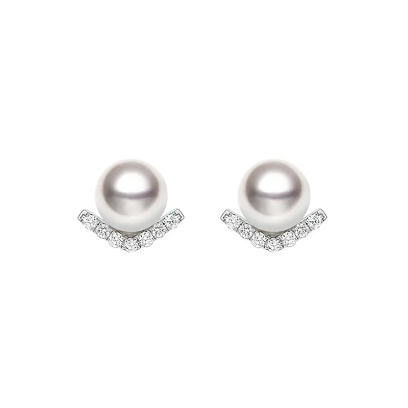 8mm Freshwater Cultured Pearl Chevron Stud Earrings sold by MSBLUE Jewelry