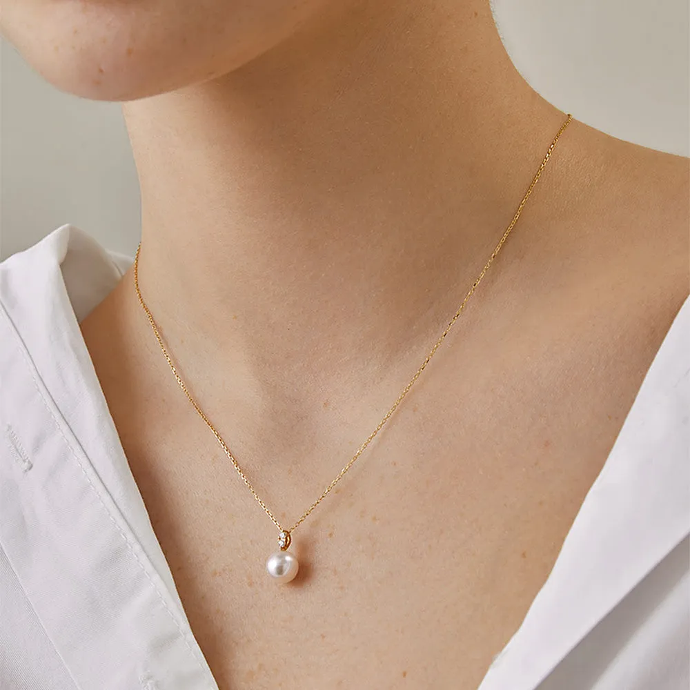 8mm Classic Freshwater Cultured Pearl Pendant With Twin Moissanite sold by MSBLUE Jewelry product image thumbnail 5