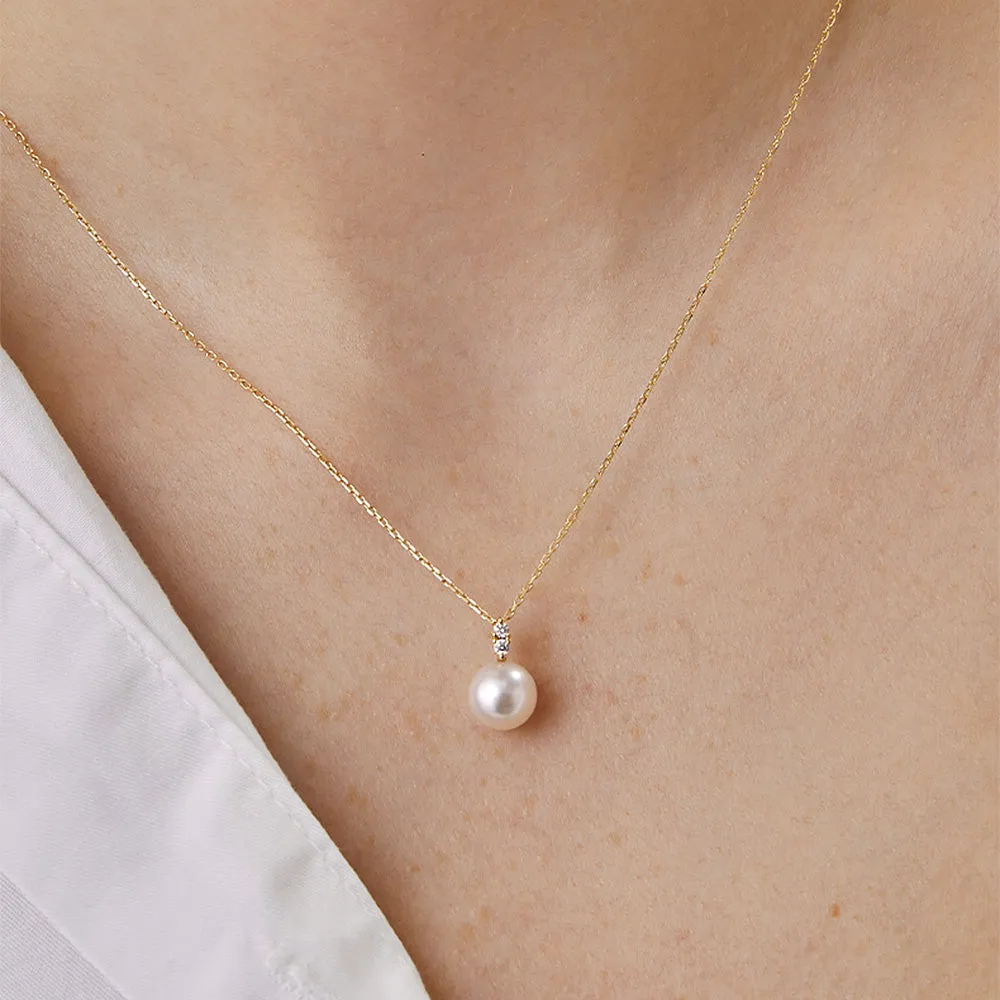 8mm Classic Freshwater Cultured Pearl Pendant With Twin Moissanite sold by MSBLUE Jewelry product image thumbnail 4