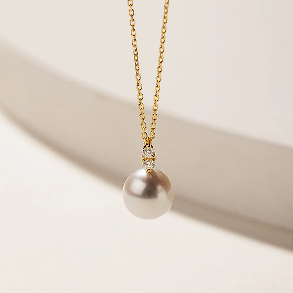 8mm Classic Freshwater Cultured Pearl Pendant With Twin Moissanite sold by MSBLUE Jewelry product image thumbnail 3