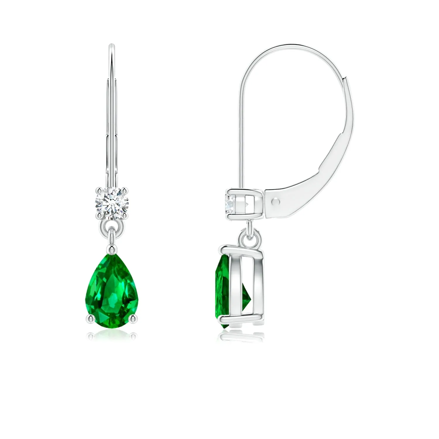 1.14 CT. Pear Emerald Drop Earrings with Diamond sold by MSBLUE Jewelry