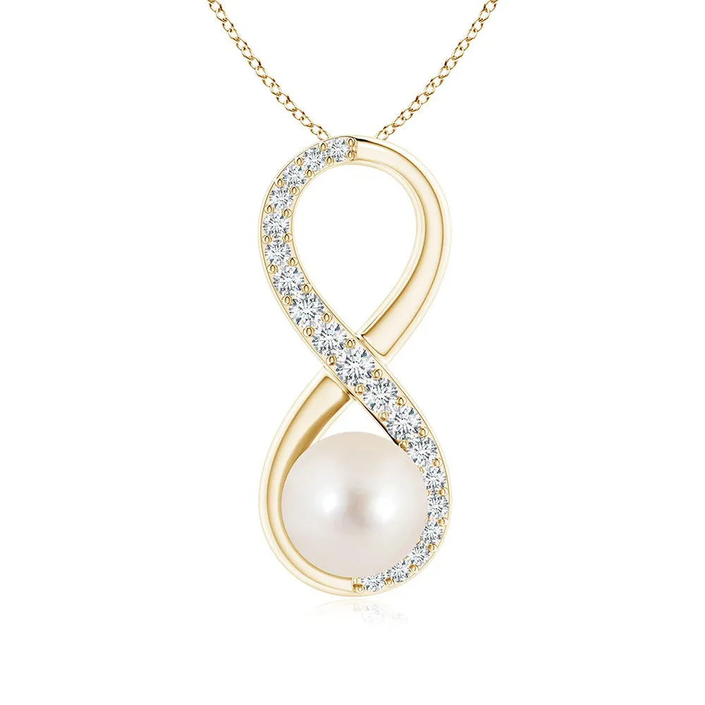 8mm Infinity Freshwater Cultured Pearl and Moissanite Pavé Pendant sold by MSBLUE Jewelry product image thumbnail 2