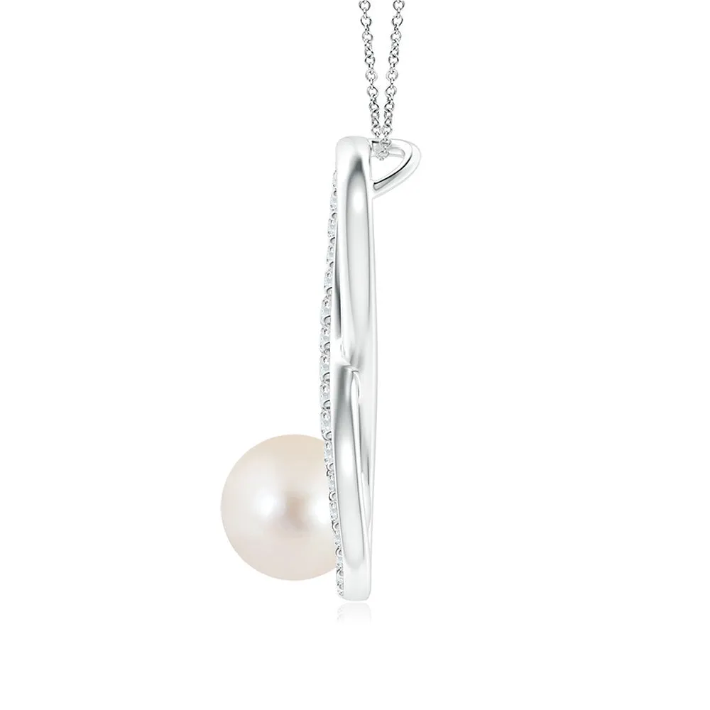8mm Infinity Freshwater Cultured Pearl and Moissanite Pavé Pendant sold by MSBLUE Jewelry product image thumbnail 4
