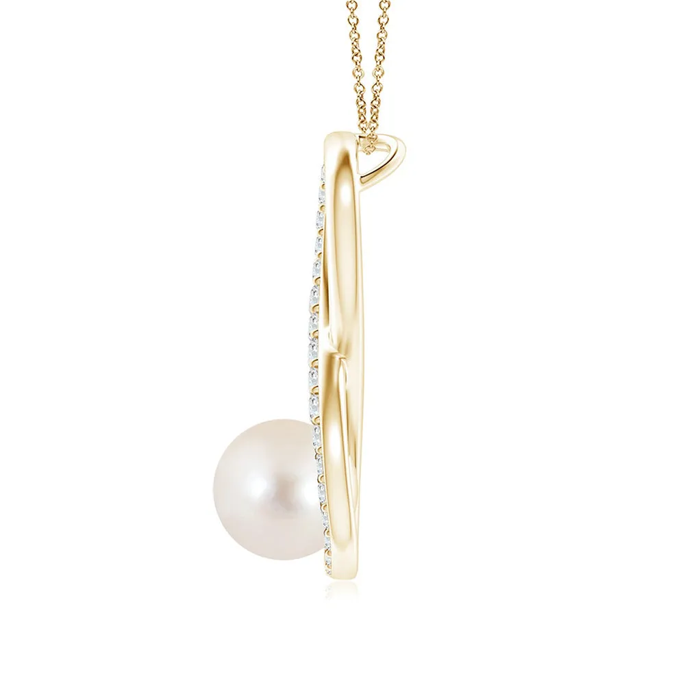 8mm Infinity Freshwater Cultured Pearl and Moissanite Pavé Pendant sold by MSBLUE Jewelry product image thumbnail 5