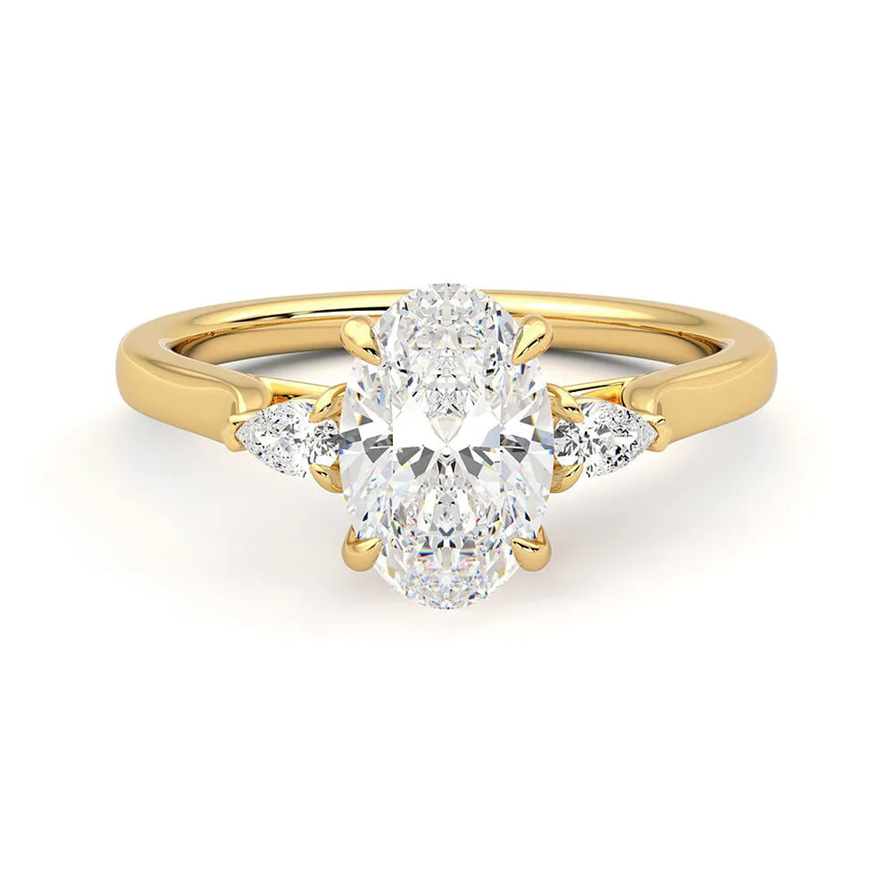 Three Stone Emerald Cut Moissanite Engagement Ring with Hidden Anniversary Stone Accent sold by MSBLUE Jewelry product image thumbnail 4