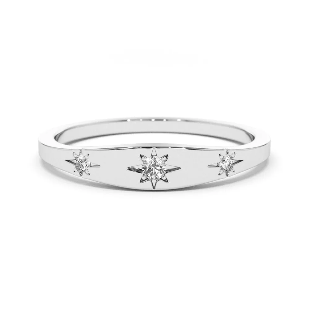 Dainty Star Lab Grown Diamond Wedding Band sold by MSBLUE Jewelry product image thumbnail 2