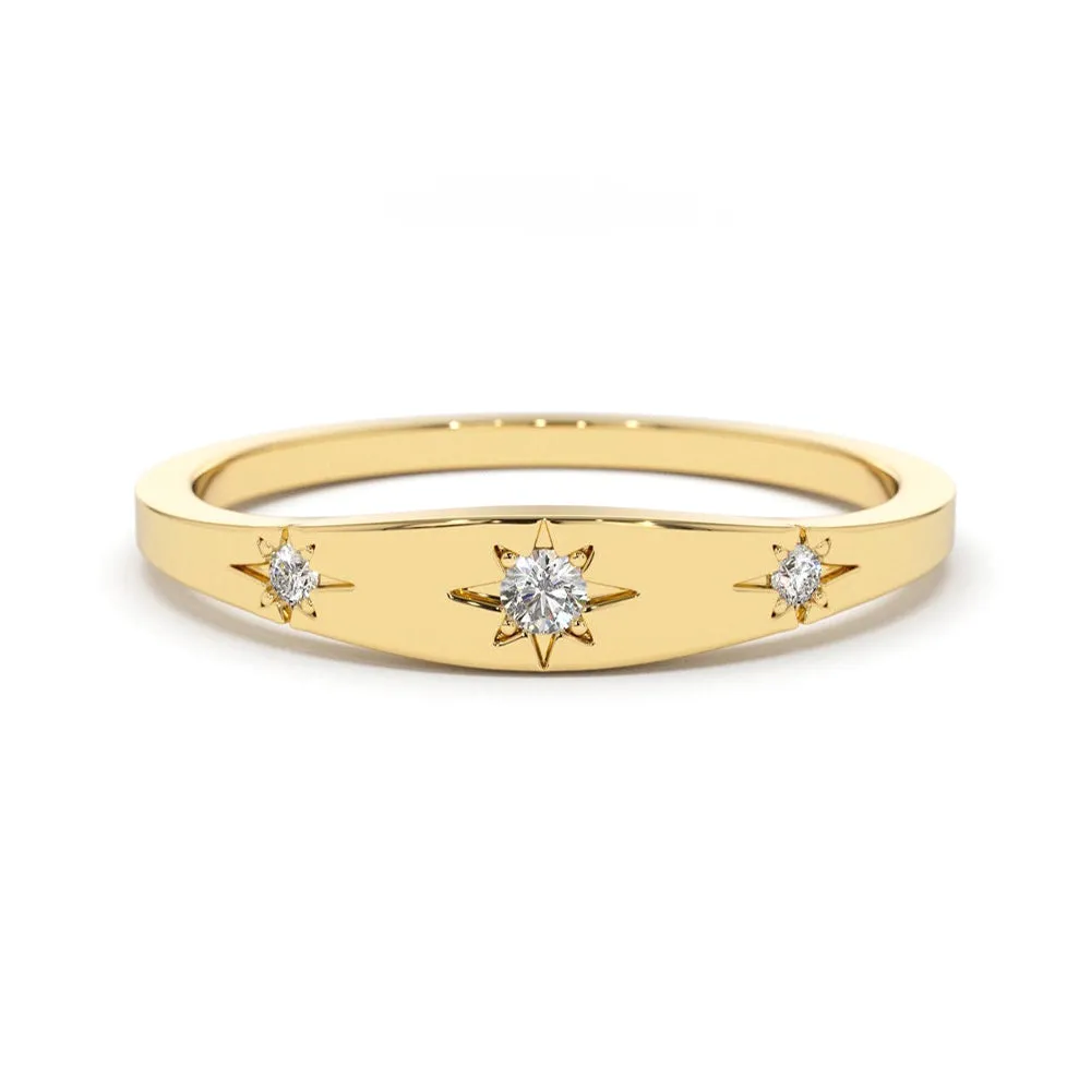 Dainty Star Lab Grown Diamond Wedding Band sold by MSBLUE Jewelry