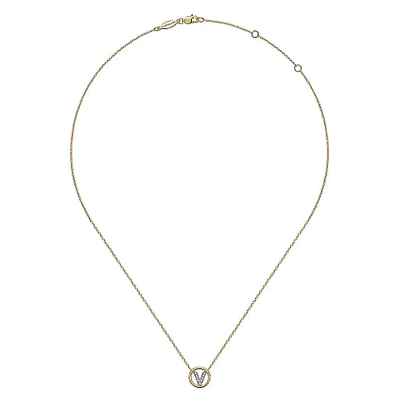 Round Pavé Initial V Pendant Necklace sold by MSBLUE Jewelry product image thumbnail 4