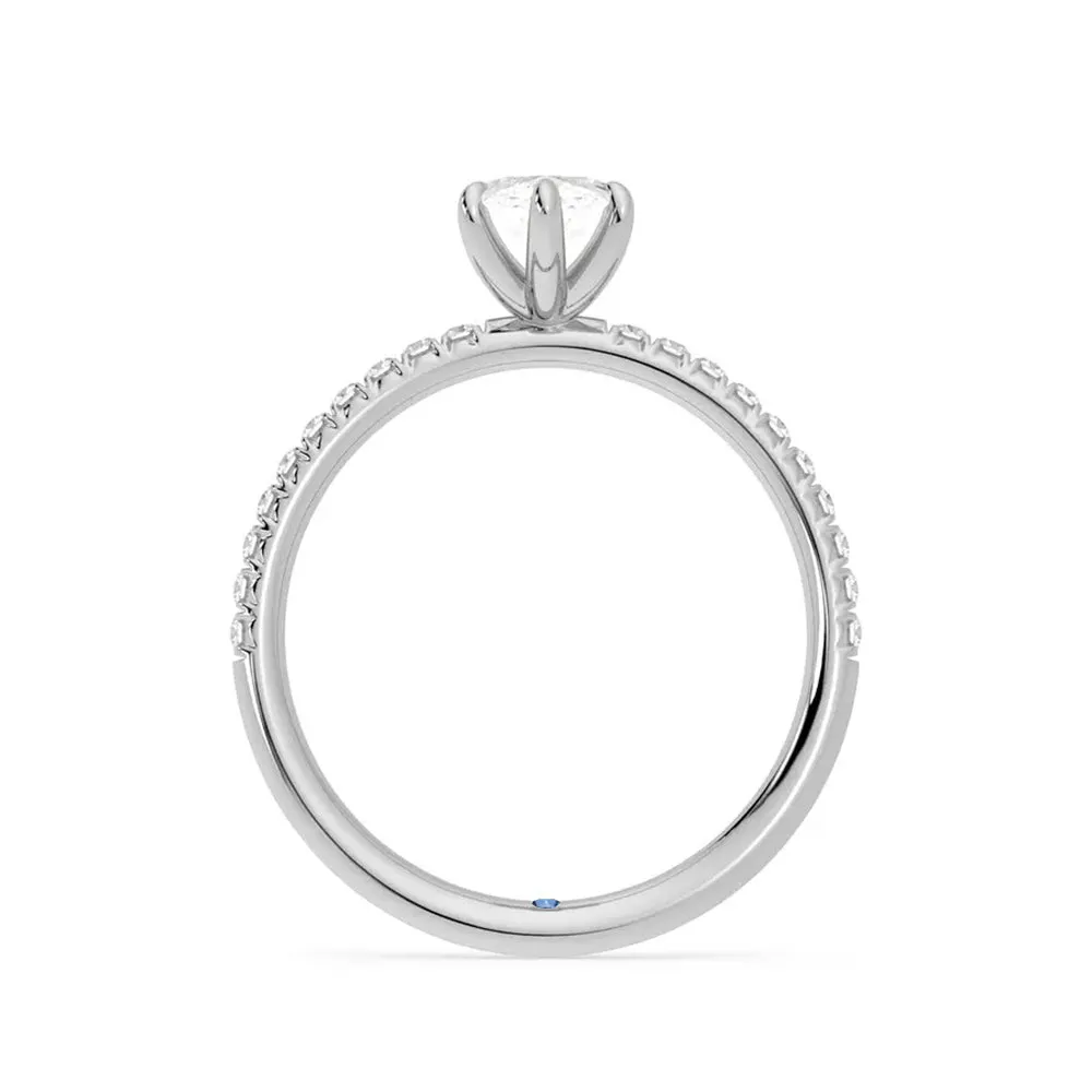 Six-Prong Marquise Cut Moissanite Engagement Ring with Hidden Anniversary Stone Accent sold by MSBLUE Jewelry product image thumbnail 3