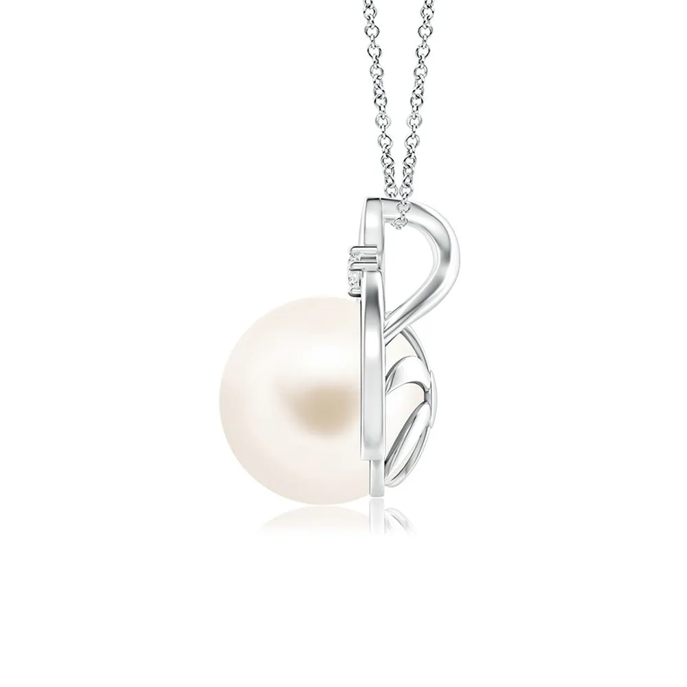 8mm Freshwater Cultured Pearl Solitaire Pendant with Moissanite sold by MSBLUE Jewelry product image thumbnail 4