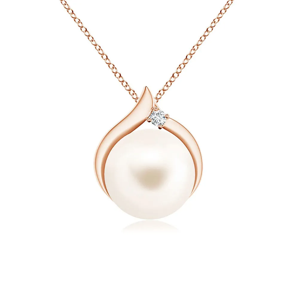8mm Freshwater Cultured Pearl Solitaire Pendant with Moissanite sold by MSBLUE Jewelry product image thumbnail 3
