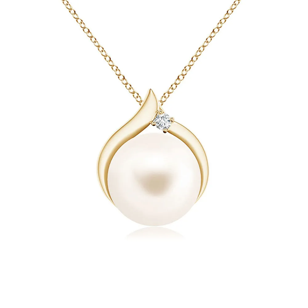 8mm Freshwater Cultured Pearl Solitaire Pendant with Moissanite sold by MSBLUE Jewelry product image thumbnail 2