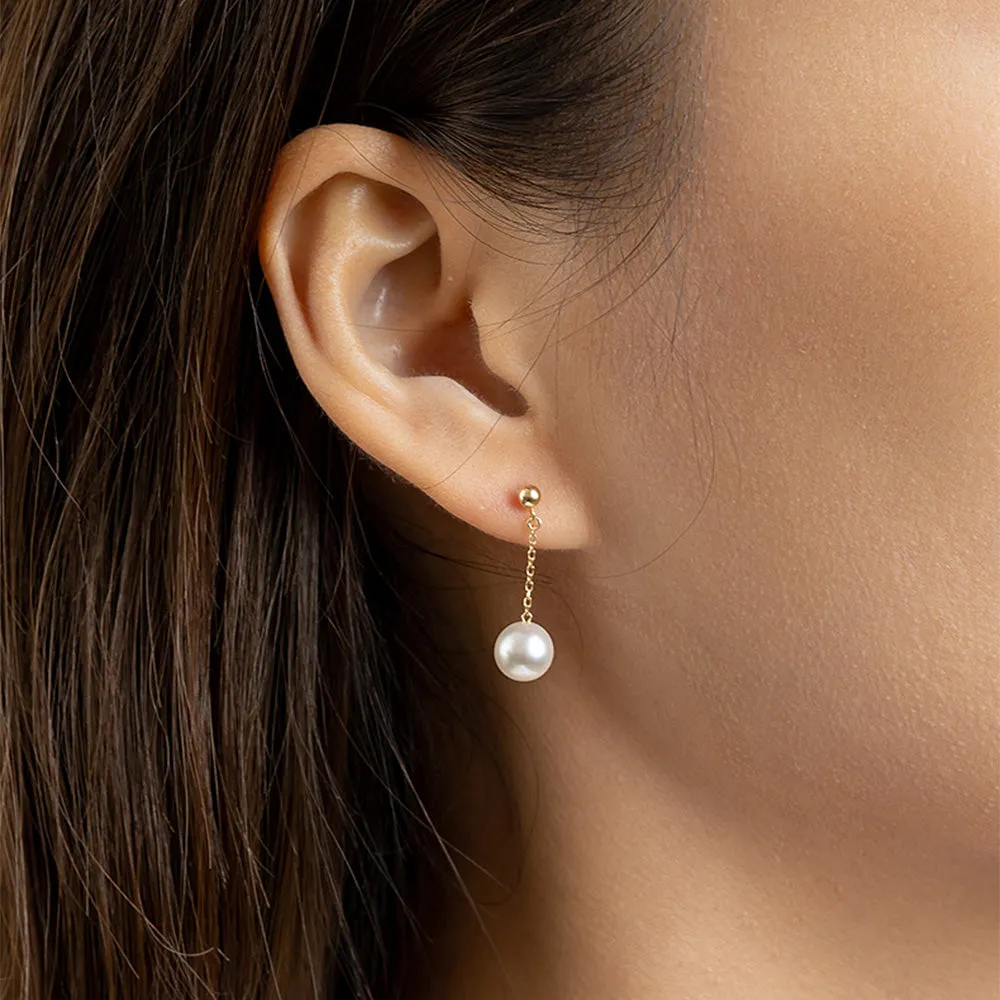 8mm Classic Freshwater Cultured Pearl Drop Earrings sold by MSBLUE Jewelry product image thumbnail 3