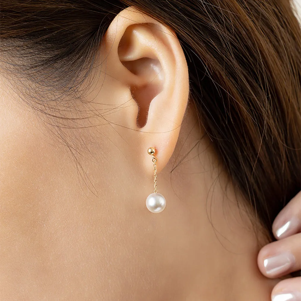 8mm Classic Freshwater Cultured Pearl Drop Earrings sold by MSBLUE Jewelry product image thumbnail 2