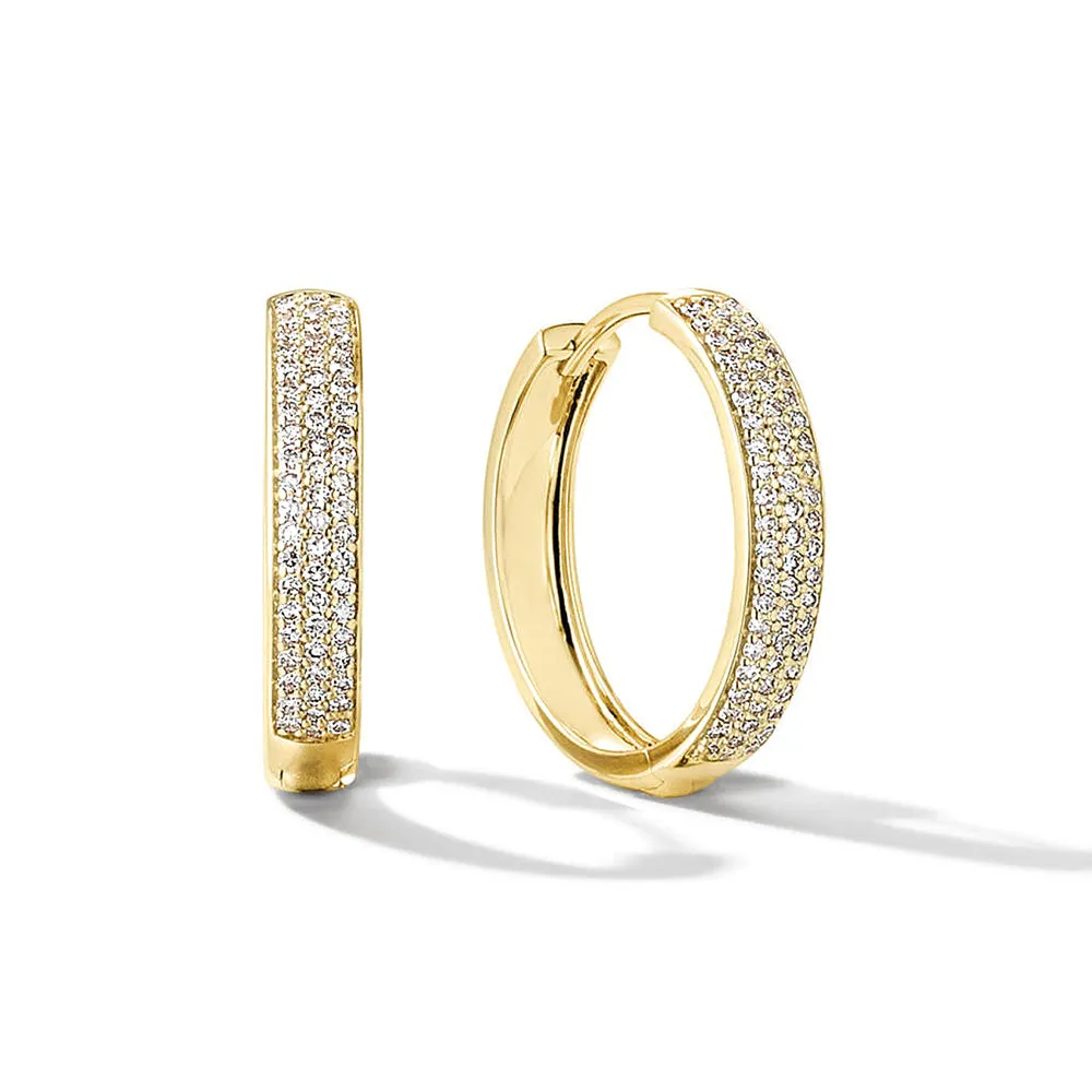 Triple Row Pavé Lab Grown Diamond Bold Medium Hoops sold by MSBLUE Jewelry