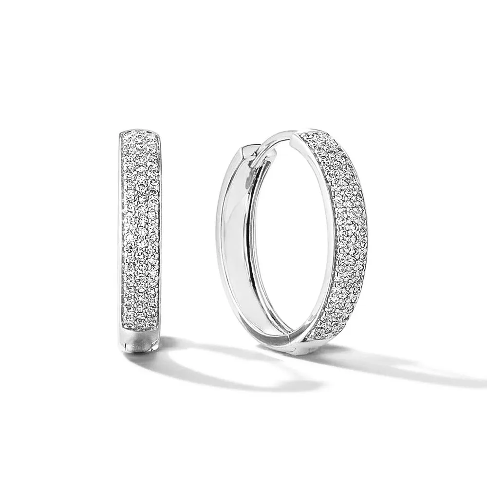 Triple Row Pavé Lab Grown Diamond Bold Medium Hoops sold by MSBLUE Jewelry product image thumbnail 2