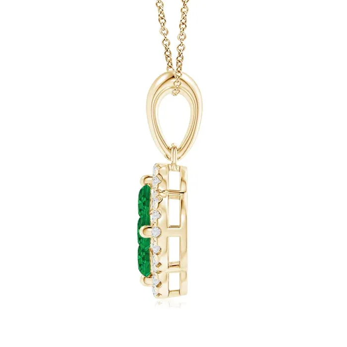 1.32 CT. Petite Emerald and White Sapphire Floral Pendant sold by MSBLUE Jewelry product image thumbnail 2