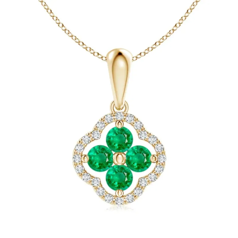 1.32 CT. Petite Emerald and White Sapphire Floral Pendant sold by MSBLUE Jewelry