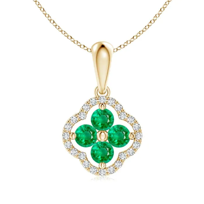 1.32 CT. Petite Emerald and White Sapphire Floral Pendant sold by MSBLUE Jewelry