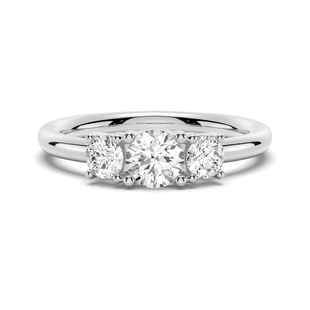 Round 3 Stone Shared Prong Moissanite Anniversary Band sold by MSBLUE Jewelry