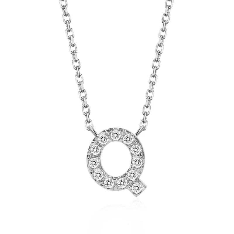 Classic Pavé Initial Q Pendant Necklace sold by MSBLUE Jewelry