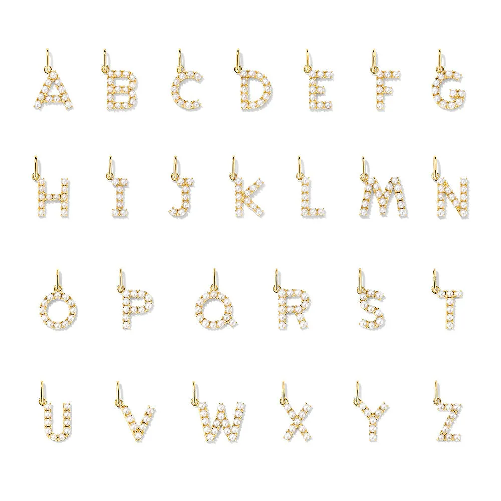 Pearl Initial Charm sold by MSBLUE Jewelry product image thumbnail 4