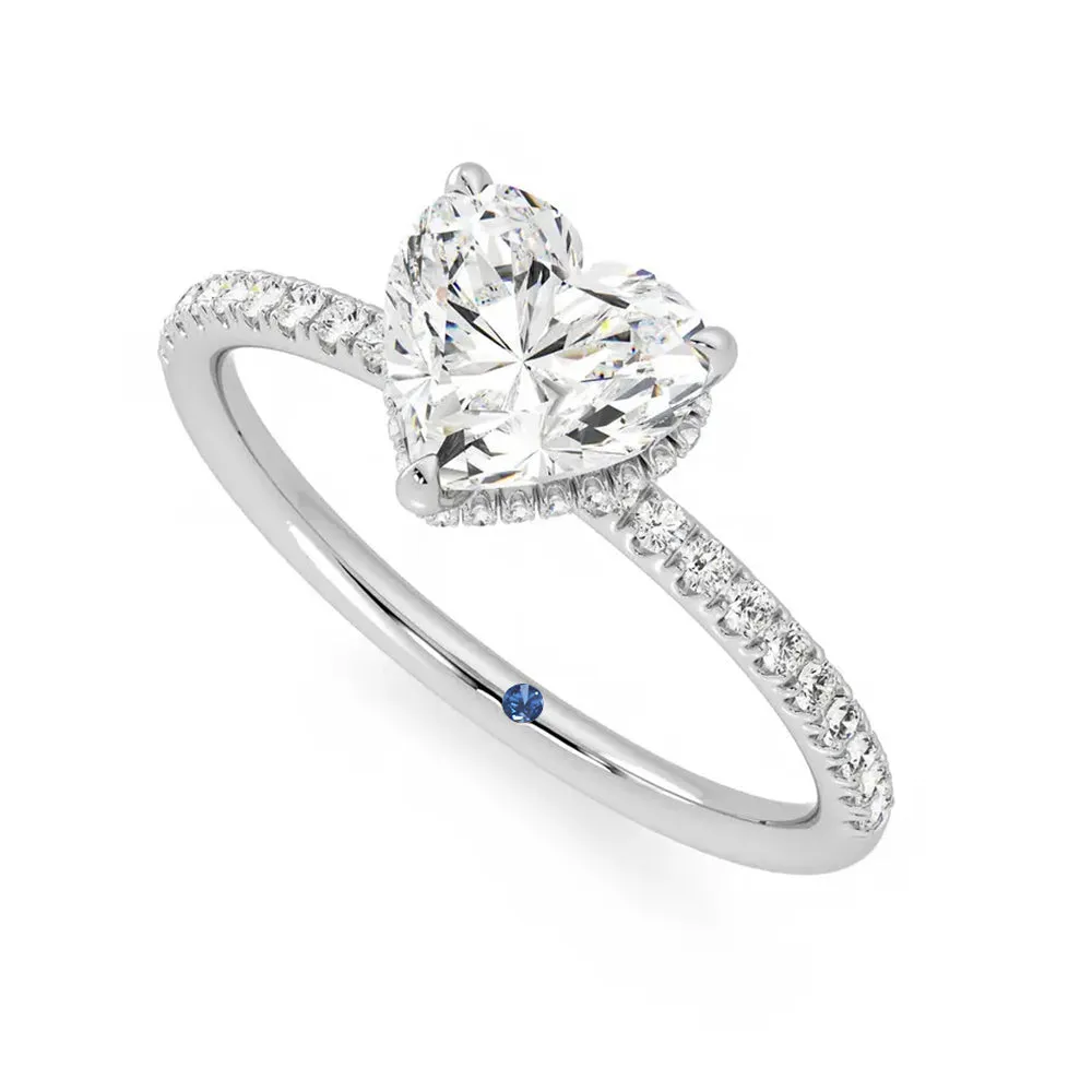 Heart Shaped Moissanite Engagement Ring with Hidden Halo and Anniversary Stone Accent sold by MSBLUE Jewelry product image thumbnail 2