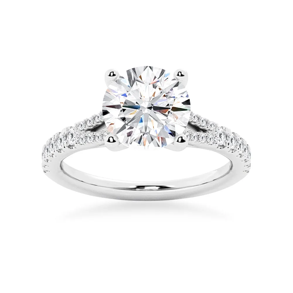 NEW Round Cut Split-Shank Moissanite Engagement Ring sold by MSBLUE Jewelry