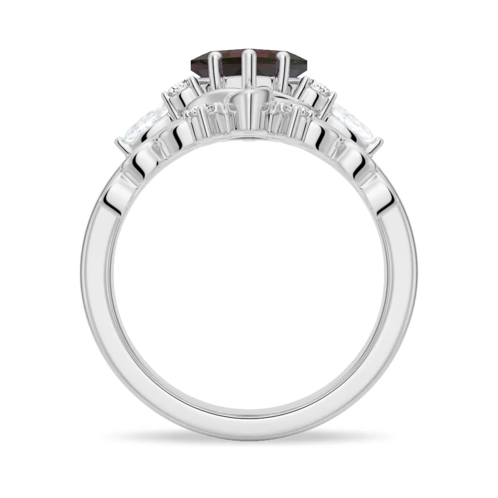 2 CT. Art Deco Unique Kite Cut Alexandrite Engagement Ring Set With Moonstone Accents sold by MSBLUE Jewelry product image thumbnail 4