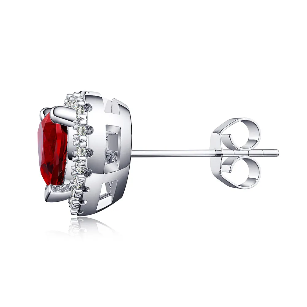 1 CT. Heart Shaped Birthstone with Halo Stud Earrings sold by MSBLUE Jewelry product image thumbnail 5