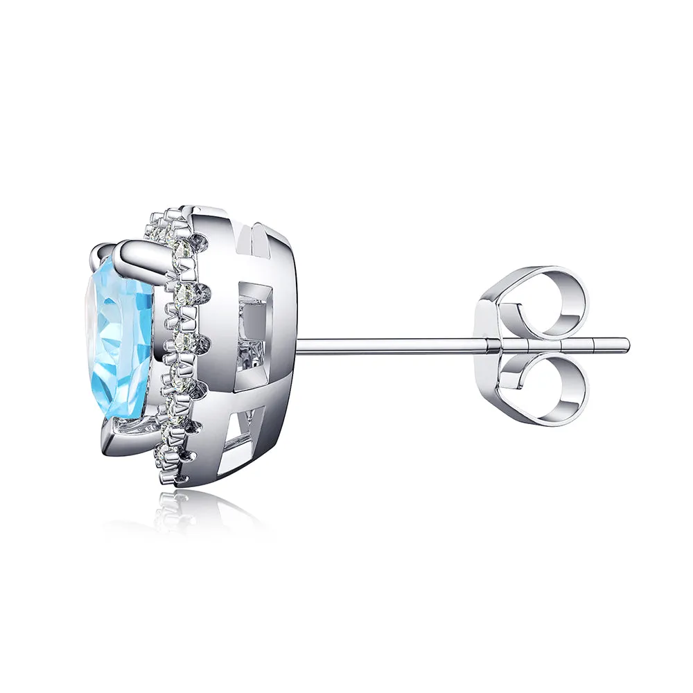 1 CT. Heart Shaped Birthstone with Halo Stud Earrings sold by MSBLUE Jewelry product image thumbnail 2