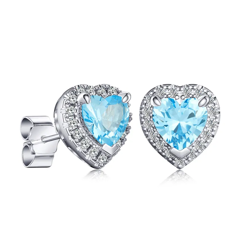 1 CT. Heart Shaped Birthstone with Halo Stud Earrings sold by MSBLUE Jewelry
