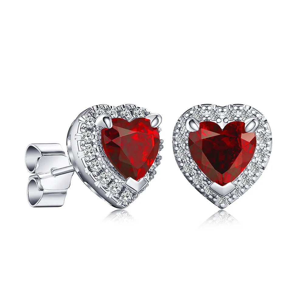 1 CT. Heart Shaped Birthstone with Halo Stud Earrings sold by MSBLUE Jewelry product image thumbnail 4