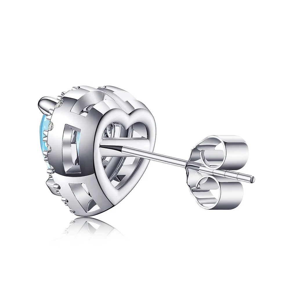 1 CT. Heart Shaped Birthstone with Halo Stud Earrings sold by MSBLUE Jewelry product image thumbnail 3