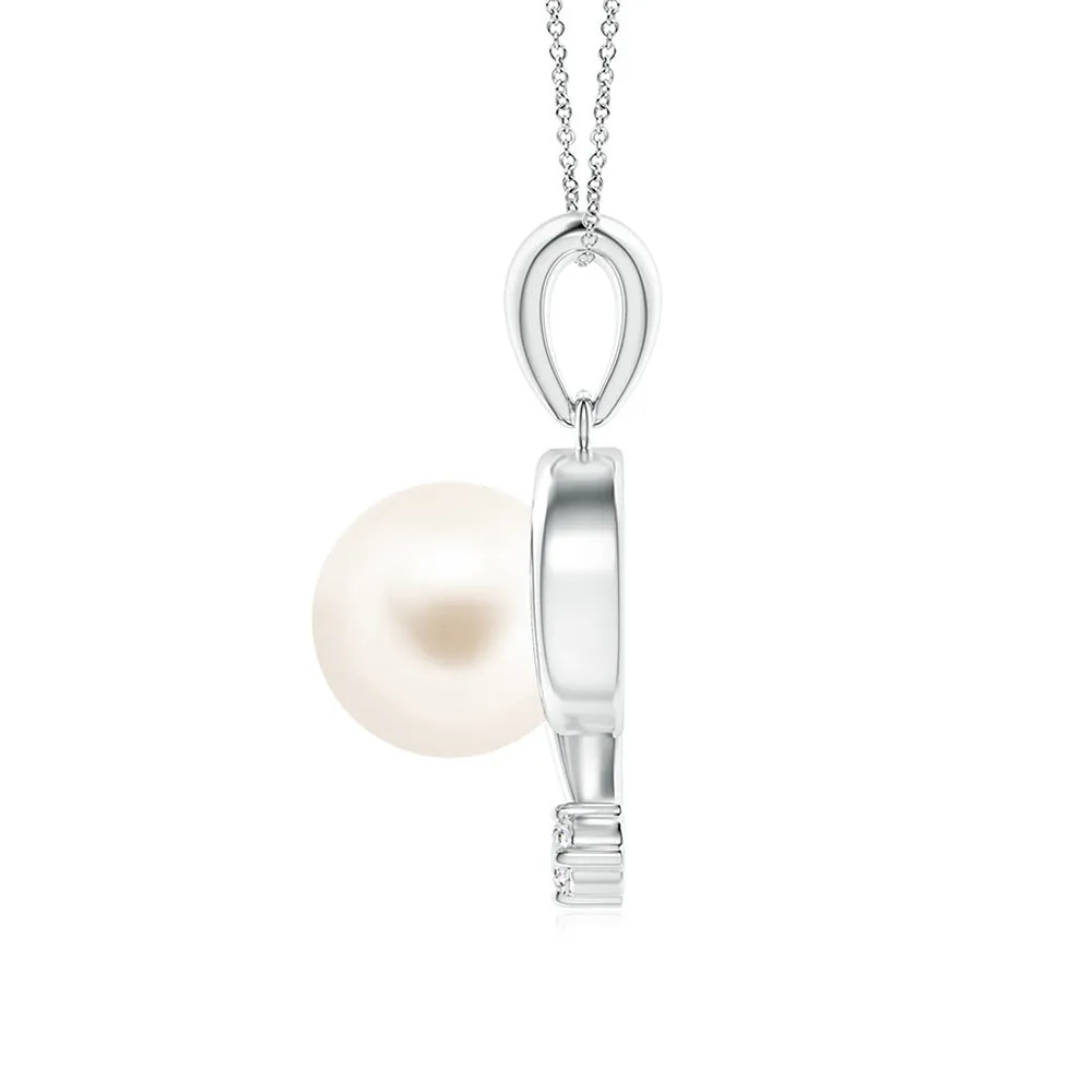 8mm Freshwater Cultured Pearl and Moissanite Swirl Pendant sold by MSBLUE Jewelry product image thumbnail 5