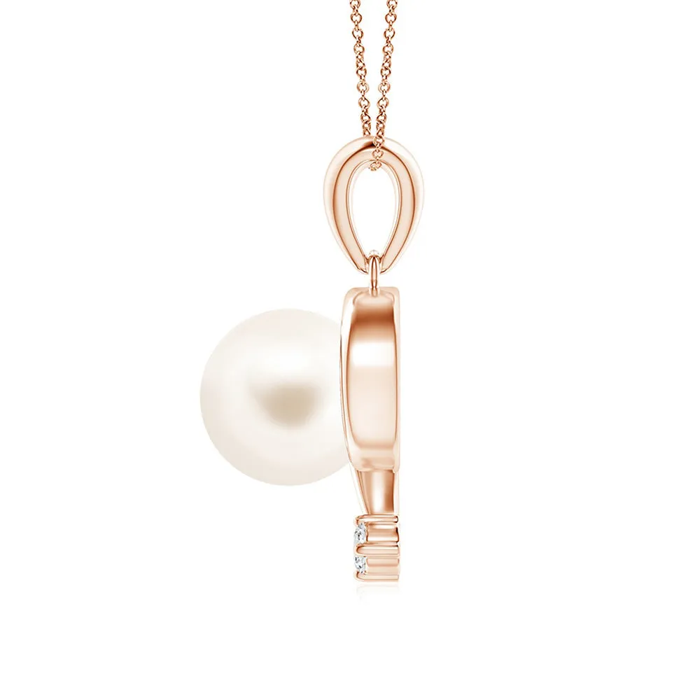 8mm Freshwater Cultured Pearl and Moissanite Swirl Pendant sold by MSBLUE Jewelry product image thumbnail 4