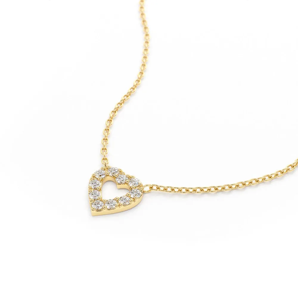 Pavé Lab Grown Diamond Mini Heart Necklace sold by MSBLUE Jewelry product image thumbnail 3