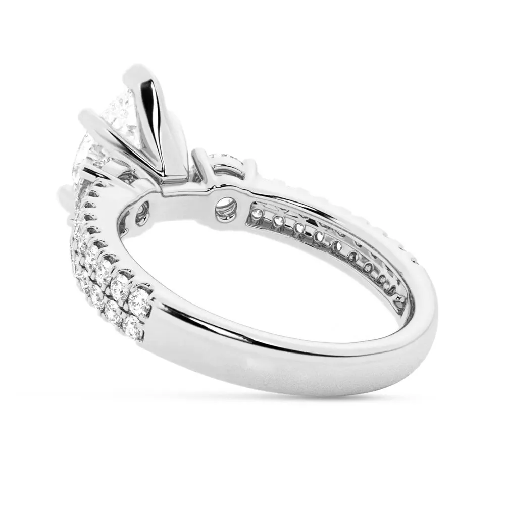 NEW Double Row Pave Three Stone Pear Shaped Moissanite Engagement Ring sold by MSBLUE Jewelry product image thumbnail 5