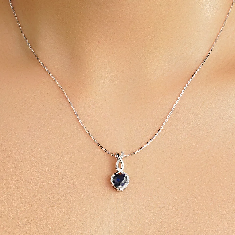 1 CT. Sapphire Infinity Heart Pendant with Diamonds sold by MSBLUE Jewelry product image thumbnail 3