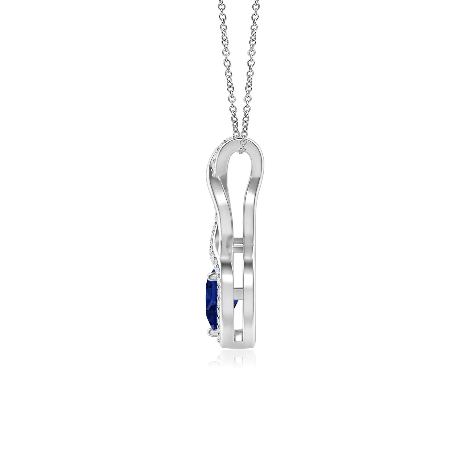 1 CT. Sapphire Infinity Heart Pendant with Diamonds sold by MSBLUE Jewelry product image thumbnail 2
