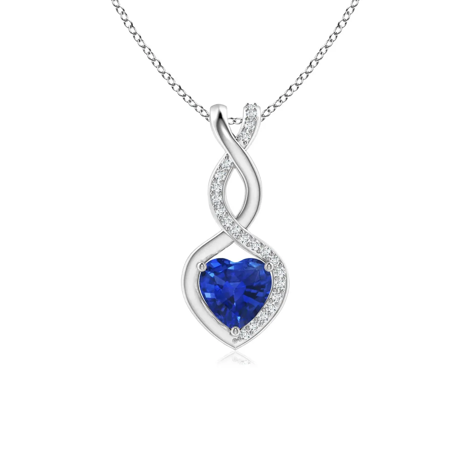 1 CT. Sapphire Infinity Heart Pendant with Diamonds sold by MSBLUE Jewelry
