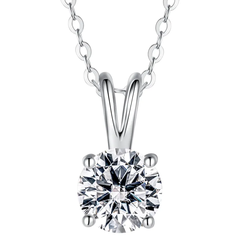 1 CT. Round Moissanite Solitaire V Bale Pendant sold by MSBLUE Jewelry