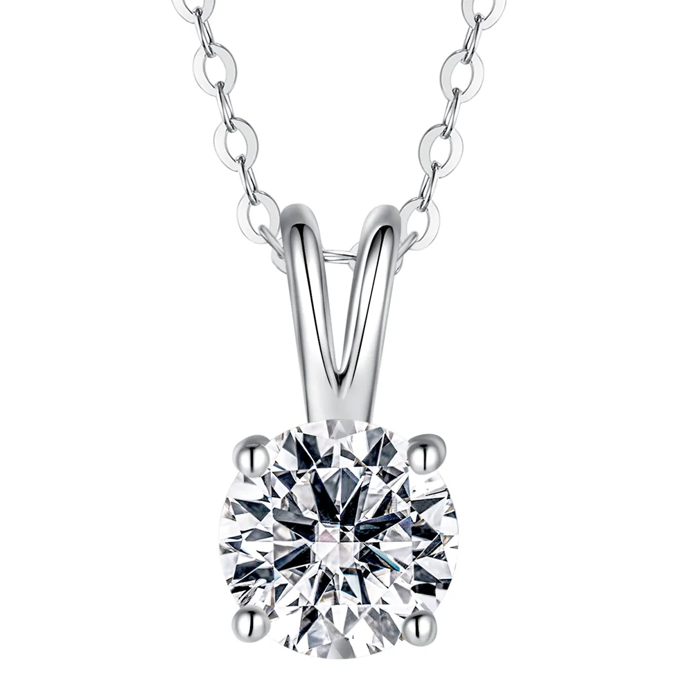 1 CT. Round Moissanite Solitaire V Bale Pendant sold by MSBLUE Jewelry