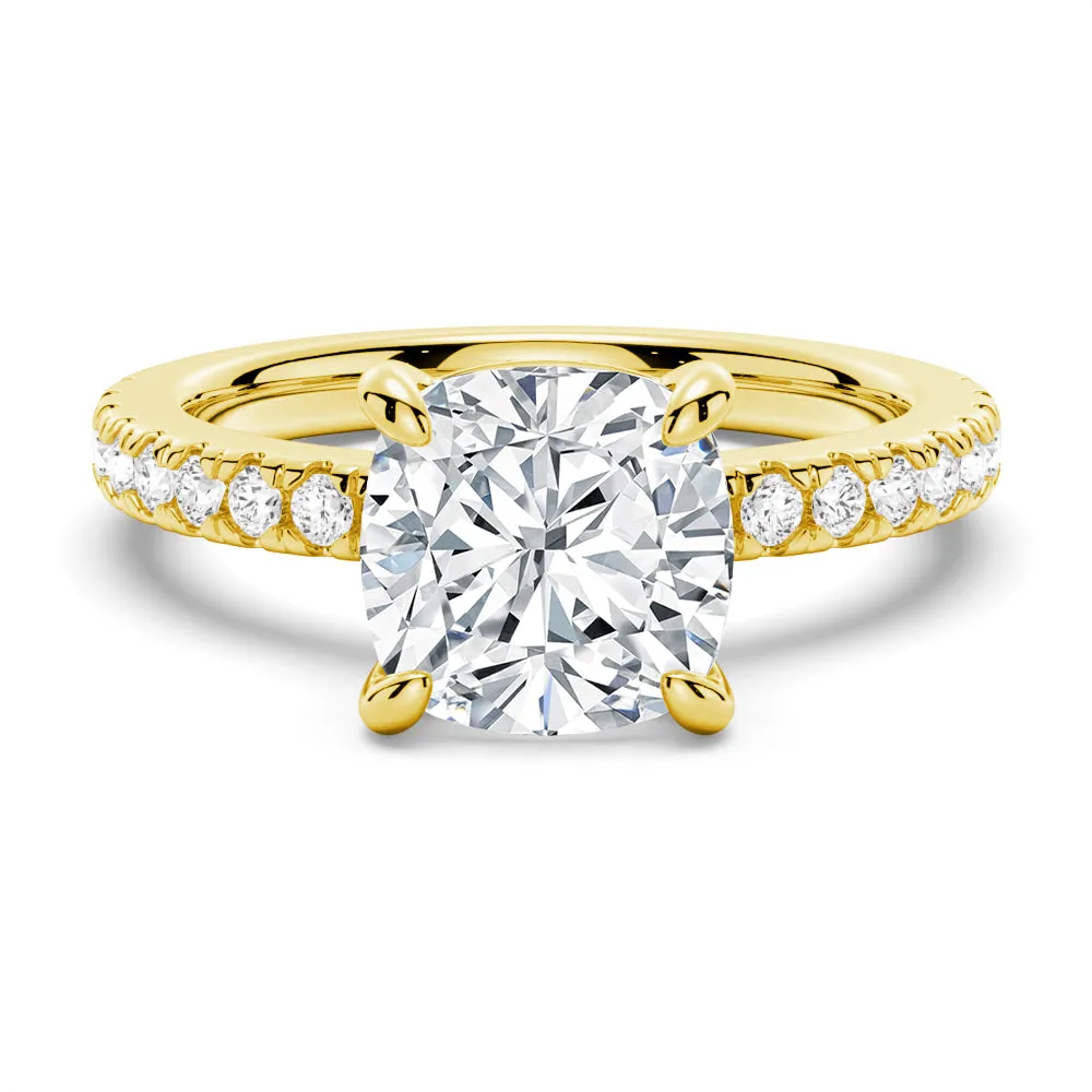 Pavé Band Cushion Cut Moissanite Engagement Ring sold by MSBLUE Jewelry product image thumbnail 2